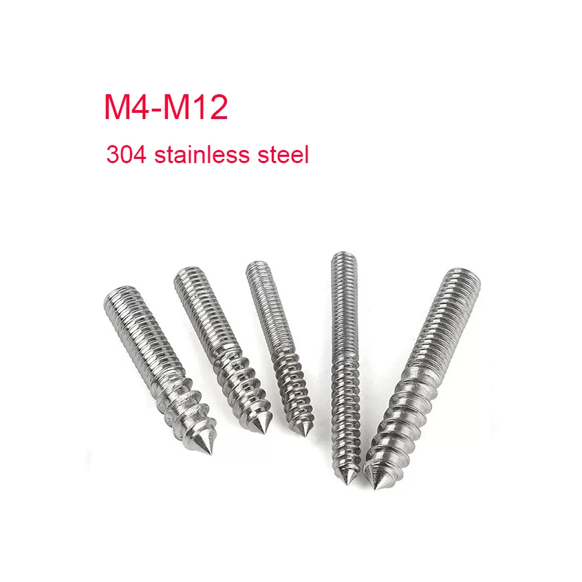 304 Stainless Steel Hexagonal Double Head Self Tapping Screw With Pointed Suspension Bolt, Furniture Screw M4 M5 M6 M8 M10 M12