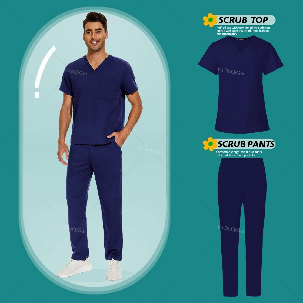 Multicolor Set uniforme da infermiera manica corta Top pantaloni dritti donna uomo abbigliamento da lavoro infermieristico medico clinico Scrub Suit Medical