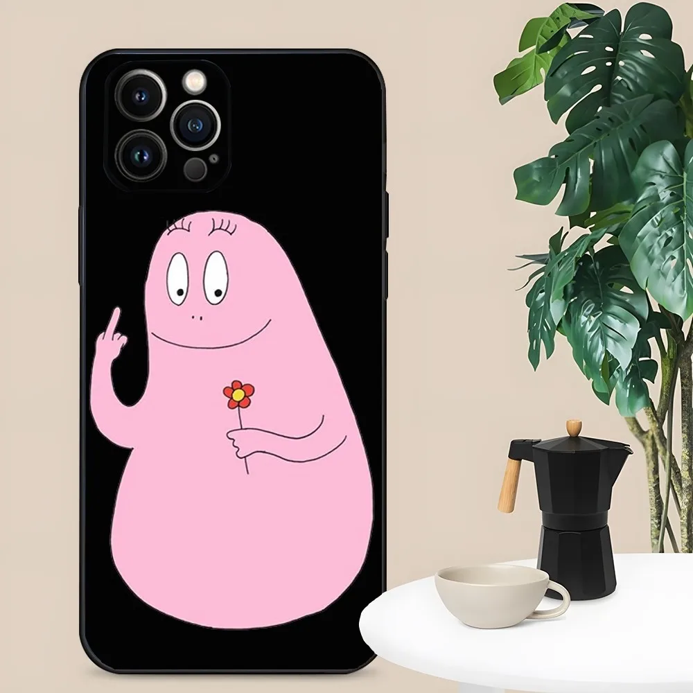 Etui na telefon B- Barbapapa-S Cartoon do iPhone 16,15,14,13,12,11, Plus, Pro Max, XS, XR, SE, Mini, 8,7 Miękki silikonowy pokrowiec w kolorze czarnym