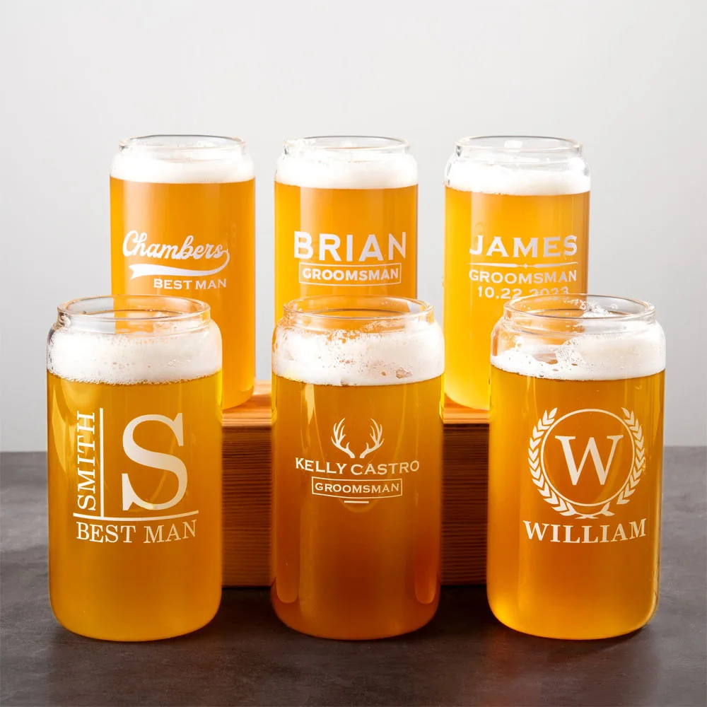 Personalized Beer Cups for Wedding Party, Barware for Him Beer Glasses, Groomsmen Gifts, Best Man Gift, Bachelor Party Gifts