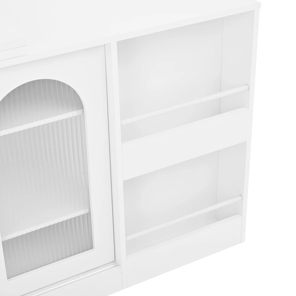 Moderner Bartisch, ausziehbar 360° ° Drehbarer Bartisch mit Stauraum, umkehrbarer Tisch, Sideboard-Bar mit Glastür – Detail 25
