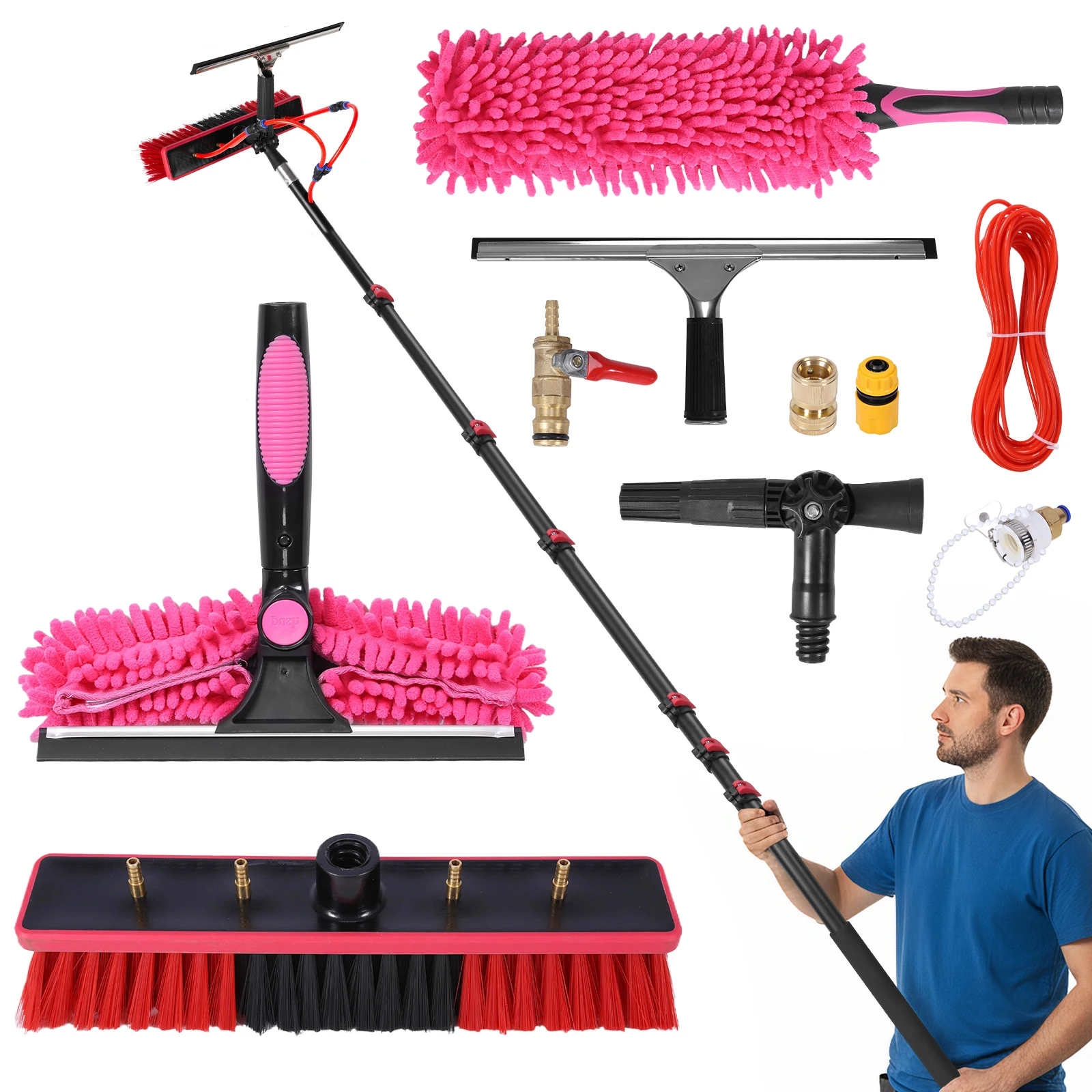 

11pcs Adjustable Solar Panel Cleaning Kit Glass Squeegee Solar Panel Cleaning Brush Extendable Window Cleaner