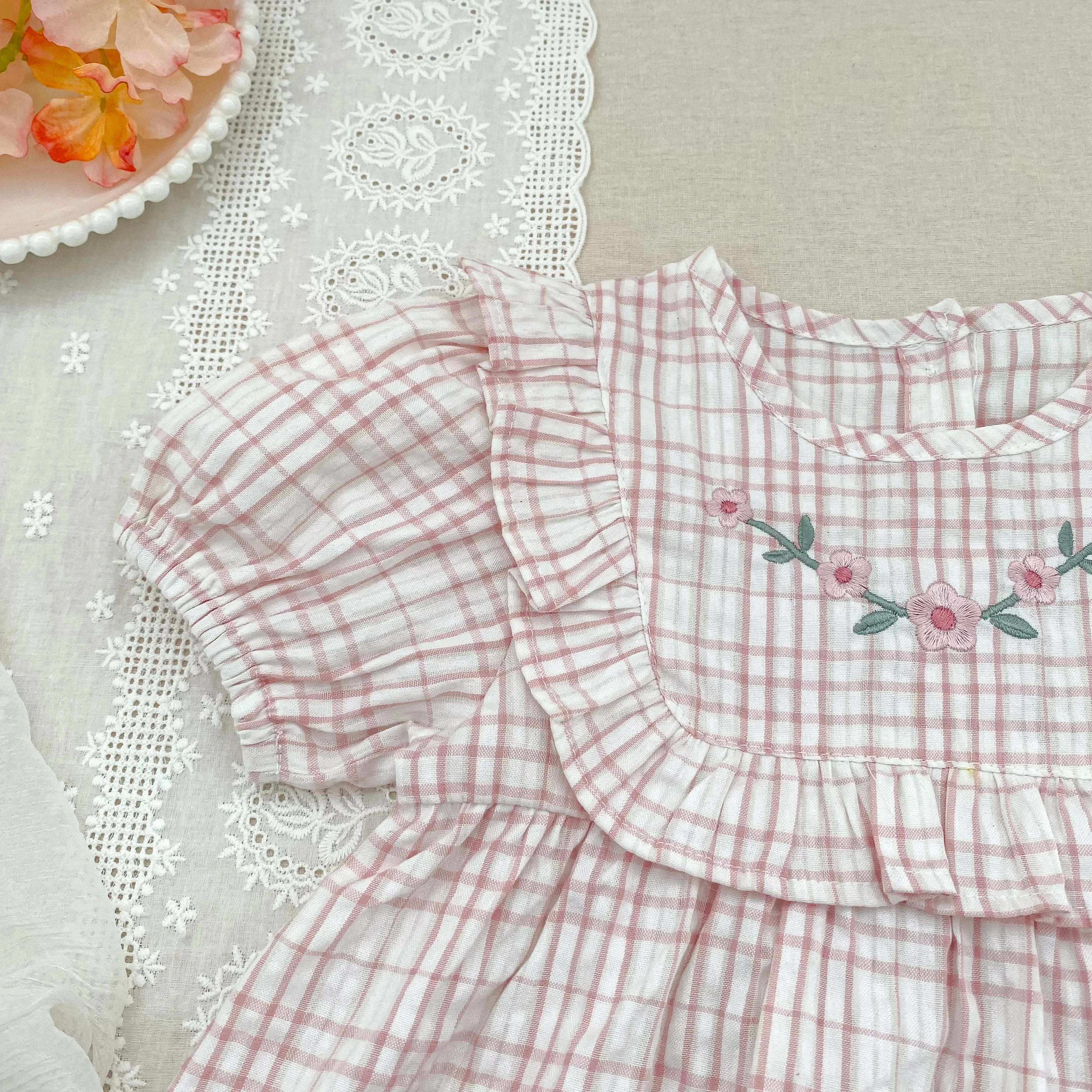 2026 Sommer-Schwesterkleidung 0-24M Baby Mädchen Kurzarm-Body mit Gitter-Stickerei 2-6 Jahre Süße Partykleider für Kinder – Detail 24