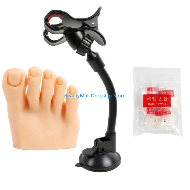 

40JD Practice Fake Foot Model Half Foot Design Fake Foot Flexible Silicone Prosthetic Manicure Tool for Nails Art Training