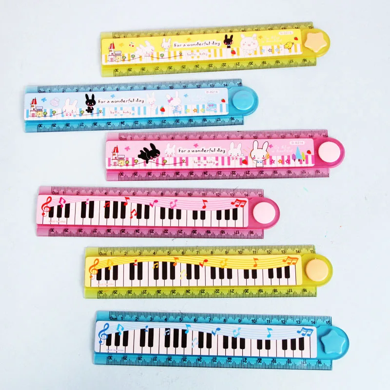 36pcs Creative Music Piano Folding Rulers 30cm Rulers for Kids Kawaii Piano Stationery Wholesale School Supplies Desk Acessories