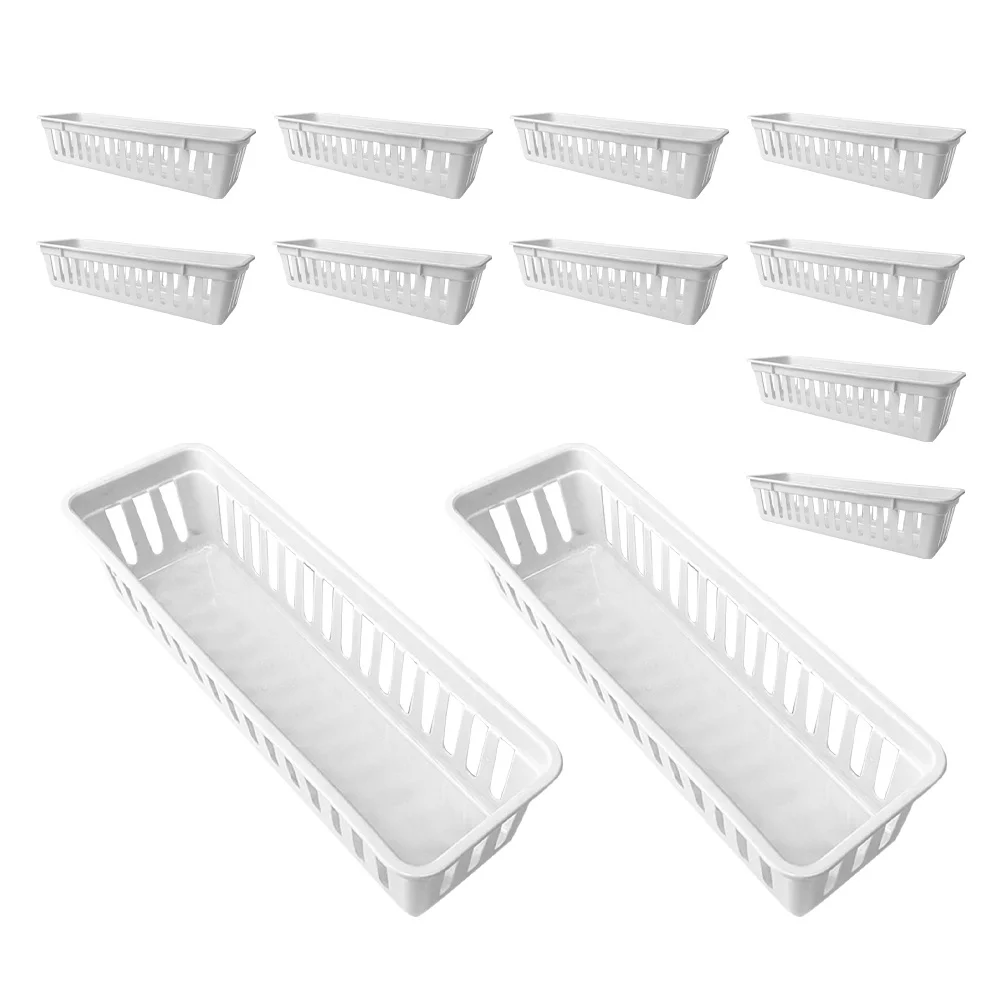 

12Pcs Multipurpose Plastic Organizer Baskets for Desk Classroom Office Pencil Crayon Storage Office Supplies Organizer