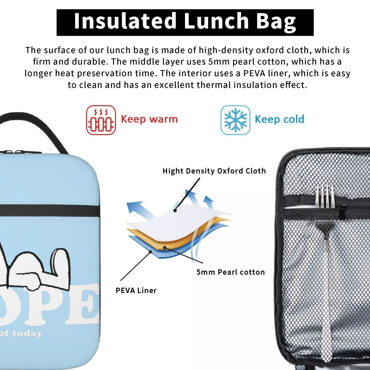 Aluminum Foil Insulation Female Peanuts Snoopy Food Bags Durable Lightweight Nope Minimalist Outdoor Lunch Boxes