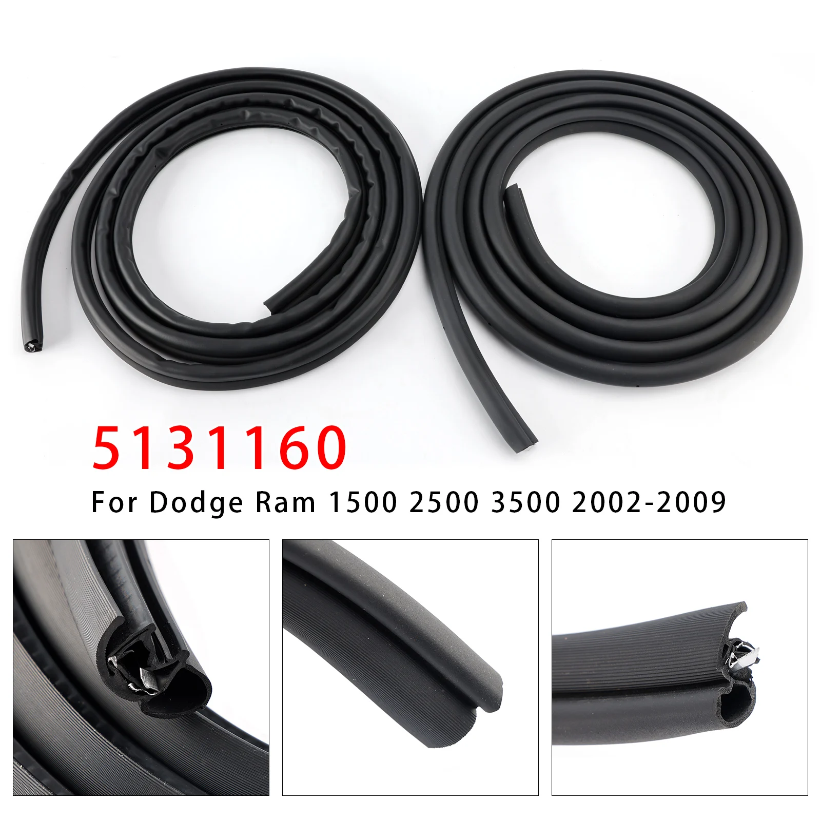 Artudatech 2PCS Weatherstrip Front Door Seal 5131160 For Dodge Ram 1500 2500 3500 2002 2003 2004 2005 2006 2007 2008 2009