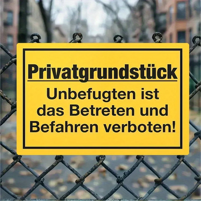 Vintage German Privatgrundstück Warning Metal Sign Private Land No Entry Wall Plate Backyard Garden Outdoor Safety Decoration