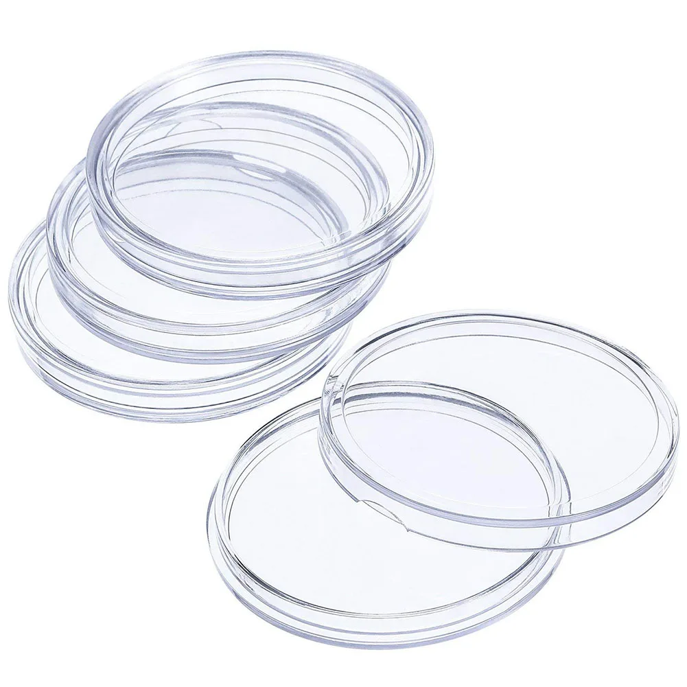 100Pcs Plastic Clear Coin Capsule Storage Box Holder for 30mm Diameter Featuring Secure Lock and Flat Double Shell Design