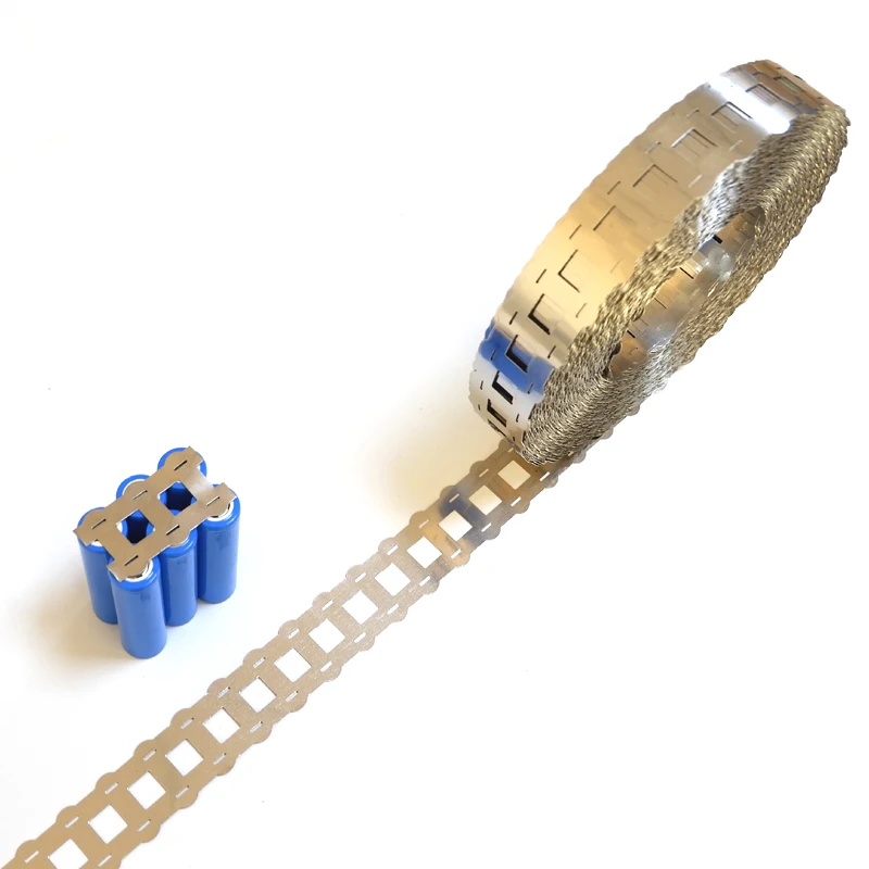 แถบนิกเกิลบริสุทธิ์1เมตรสำหรับ18650แบตเตอรี่ลิเธียมหนา0.15มม. ระยะห่างของเซลล์18.45มม.