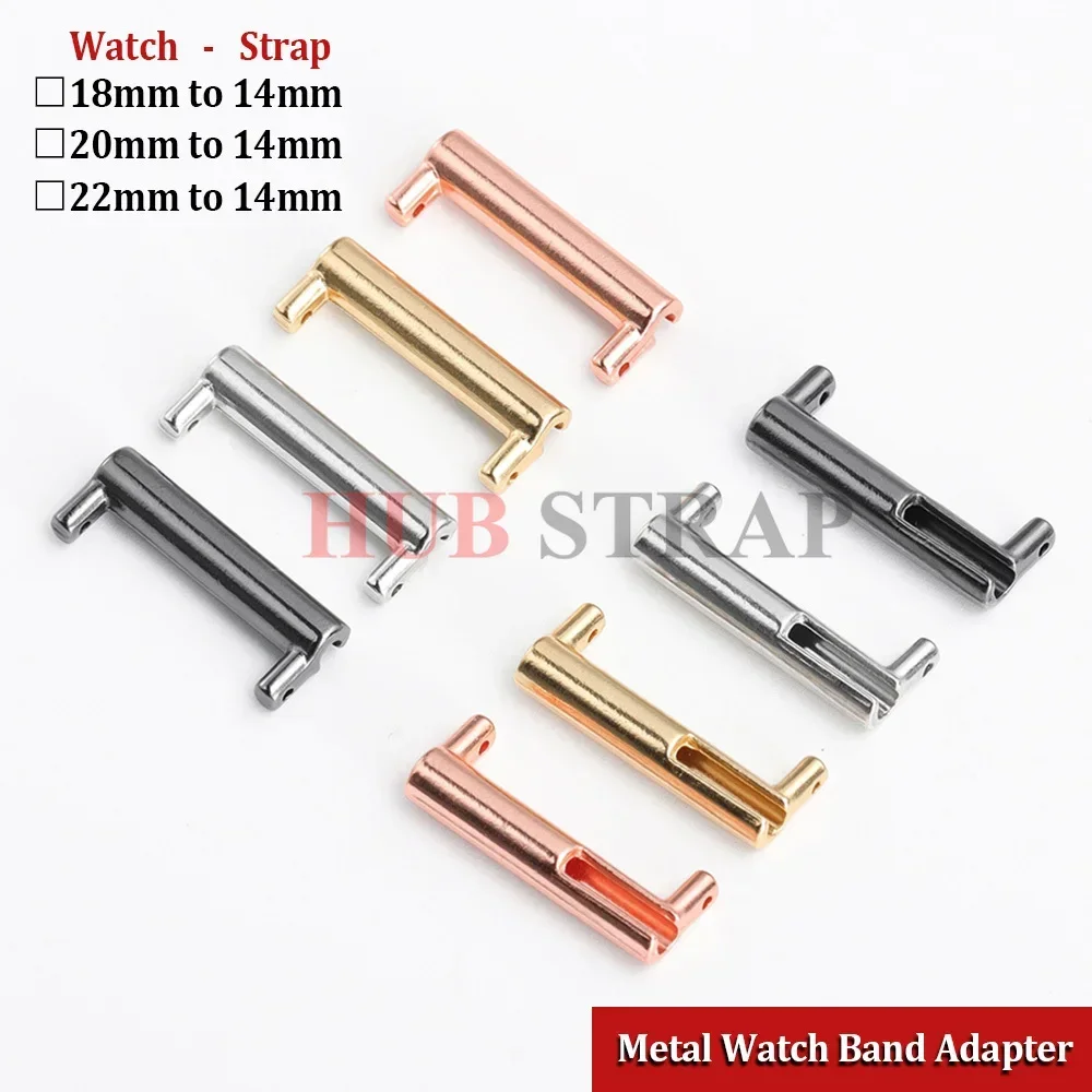New Watch Strap Size Adapters 14mm To 18/20/22mm Metal Replacement Band Quick Release Connector Universal Smartwatch Accessories