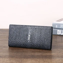 High-quality real cowhide leather bag Men's clutch bag Business Long Wallet Multi Card Position Handbag Mobile Bag black