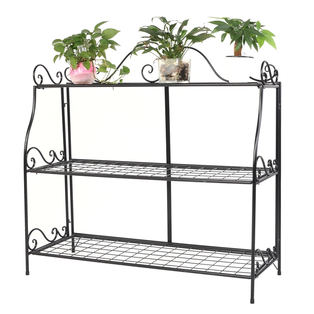 Paint With Lace Three-Tier Plant Stand Black