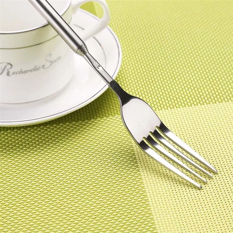 1/2 pcs Cutlery Fork Tableware Bento Box Retro Fork BBQ Telescopic Extendable Dinner Fruit Dessert Long Handle Fork