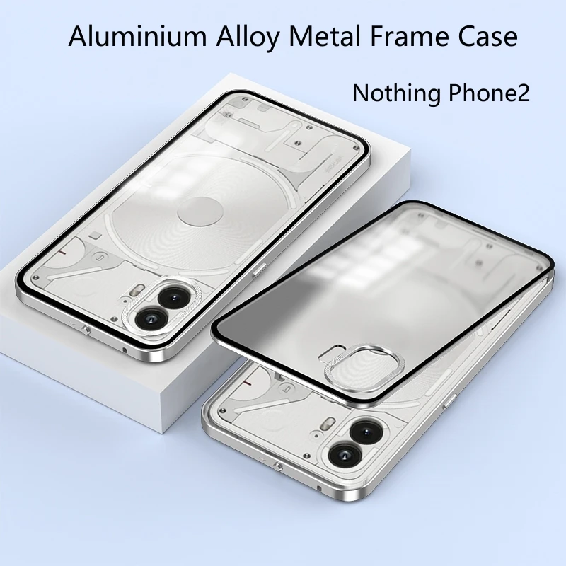 Aluminium Alloy Metal Frame Case For Nothing Phone 2 Case Matte transparent Acrylic Back Cover For Nothing Phone2 Shell Bumper