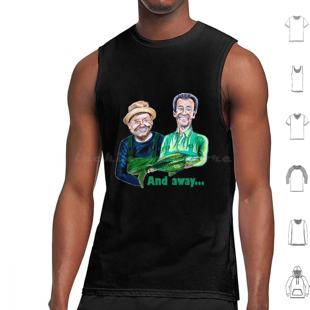 Caricatures Of Bob Mortimer And Paul Whitehouse-Gone Fishing Tank Tops Vest Sleeveless Bob Mortimer Reeves And