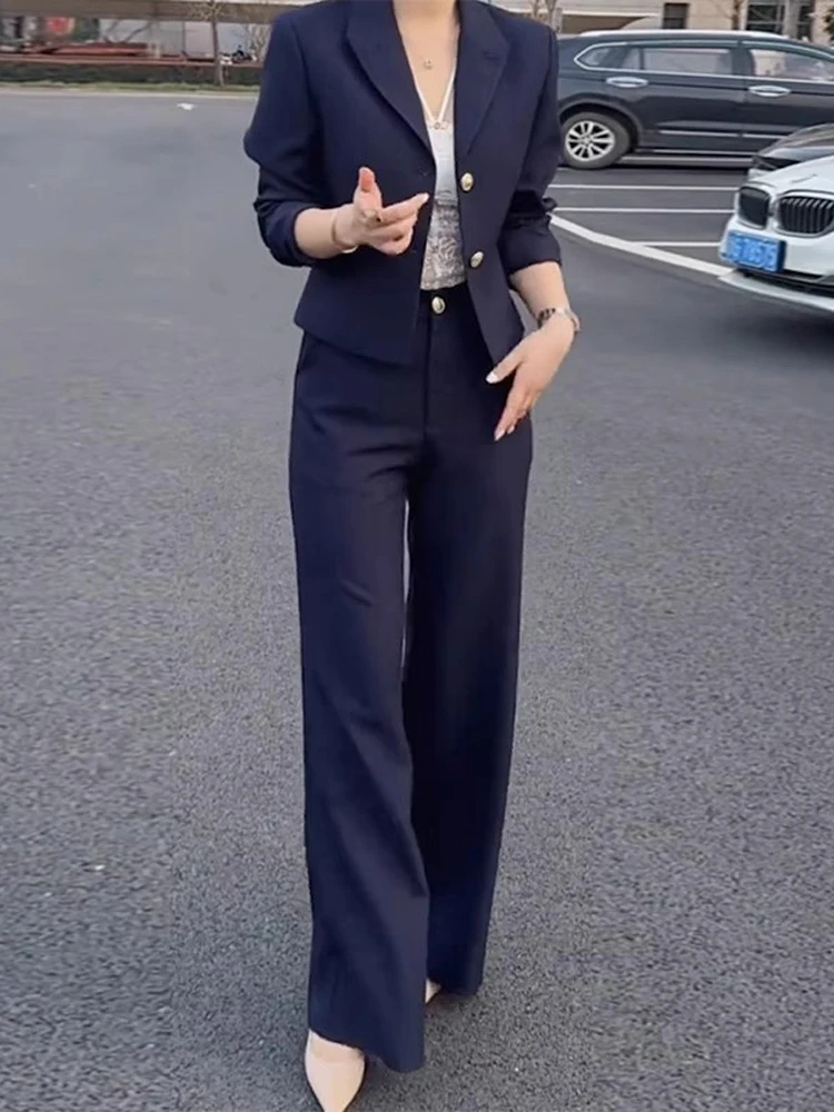 

Busin Suit Set Women's Early Spring New Ele Commute Profional Two-Piece Set Faionable Workwear High Waist Pants