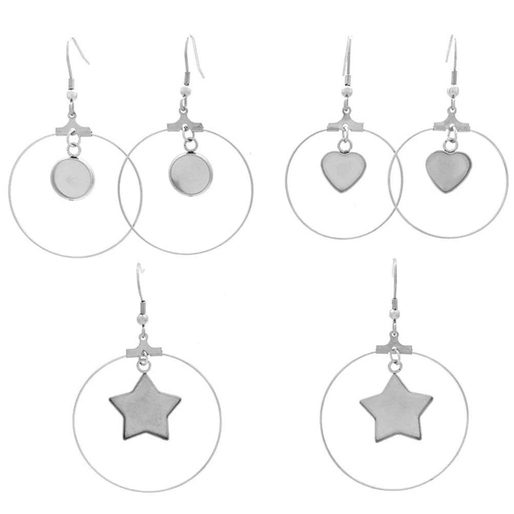 

30 Pcs Earring Setting Tray Round Stainless Steel Bottom Support for DIY Jewelry Making Silver Bezel Pendant Base