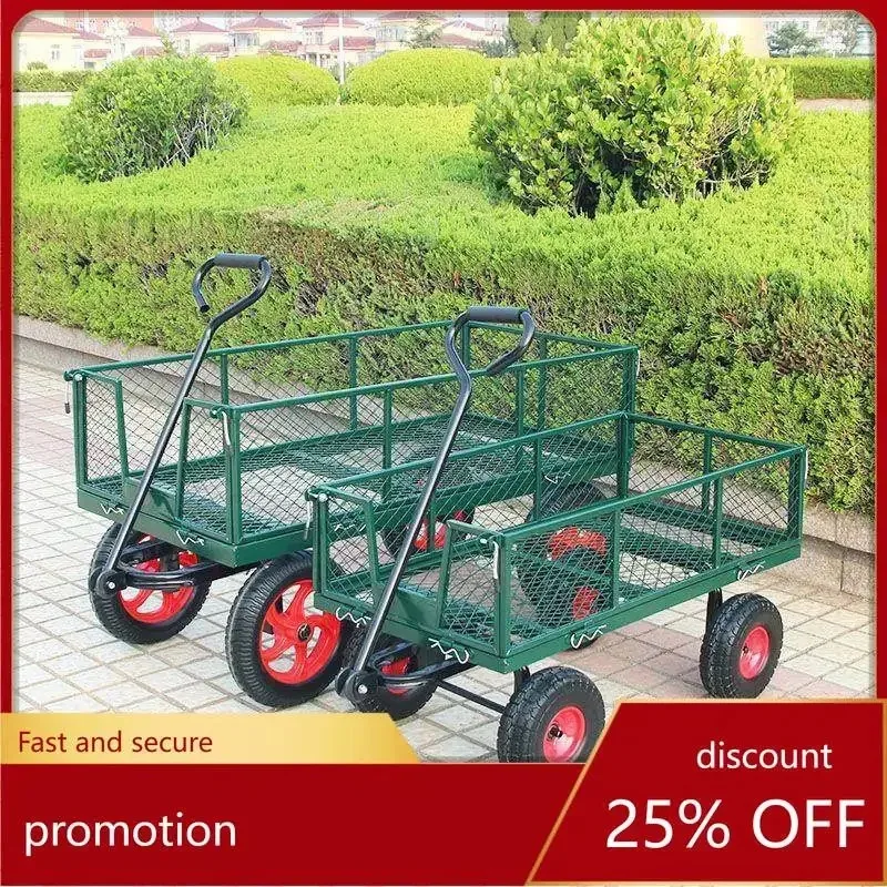 JX-29 Large Four-Wheel Trailer Sweet Potato Cart Net Cart Elevated Stall Camping Transport Cart view 4