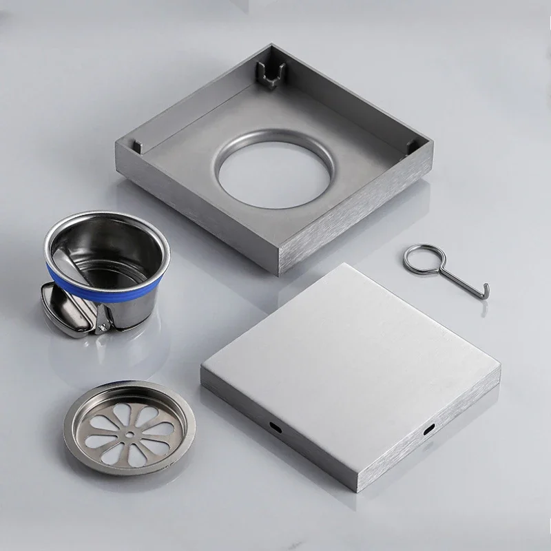 Thickened 304 stainless steel floor drain, brick-inlaid hidden deodorant bathroom floor drain, available in hotels