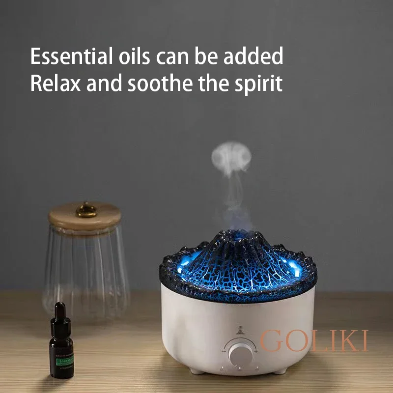 Humidificador de 560ML con Control remoto, difusores de aceite esencial, difusor ultrasónico de llama de volcán con pulverizador en forma de Medusa, fabricante de niebla