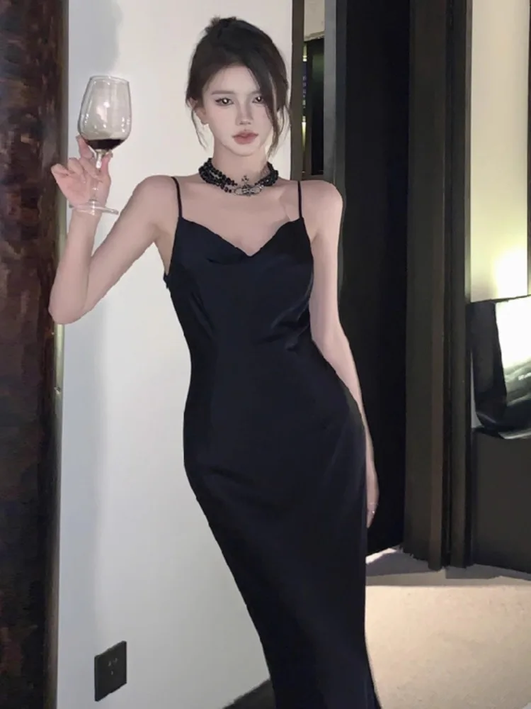 Topanoma Cocktail Dresses Women Elegant Sexy Sleeveless Backless Vintage Temperament Evening Dress Banquet Birthday Party Chic