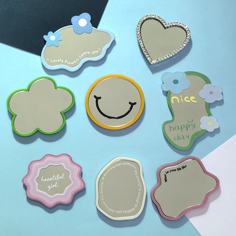 INS Popular Korean Style 8pcs set Special-Shaped Mirror Fridge Magnet Colorful Cute Girls Beauty Functional Refrigerator Sticker