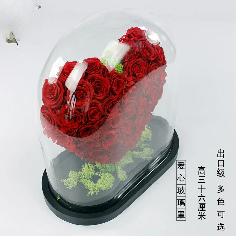 Creative Preserved Flower Glass Cover, Rose Love Mood Birthday Gift, Christmas Gift