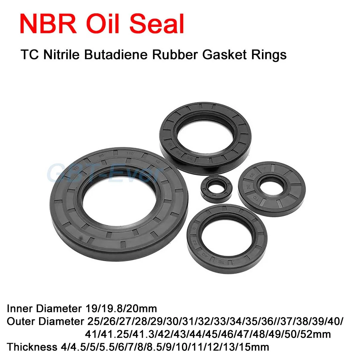 5Pcs NBR Framework Oil Seal ID 19/20mm OD 25-52mm THK4-15mm TC Nitrile Butadiene Rubber Gasket Ring Cover Double Lip with Spring