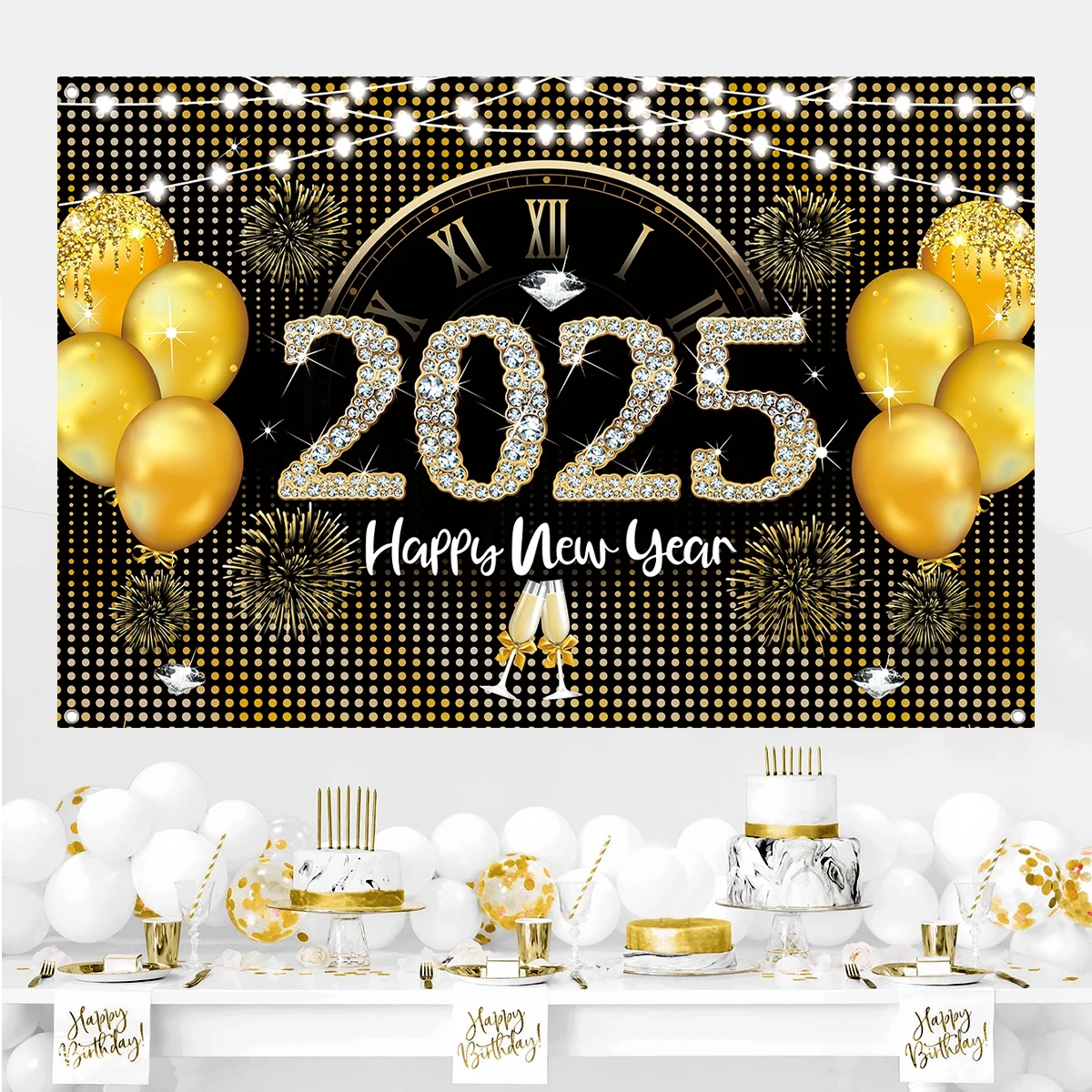 Happy New Year Table Runner Merry Christmas Decoration for Home 2024 Xmas Party Decor Ornament Navidad Natal New Year Gifts 2025