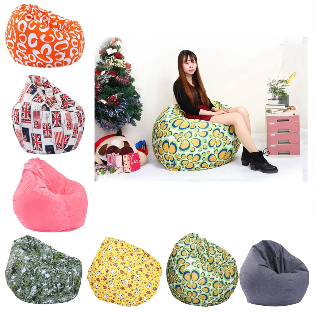 Adults Sofa Cover Oxford Beanbag Slipcover Round Seating Bag Chair Cover for Living Room Organizer