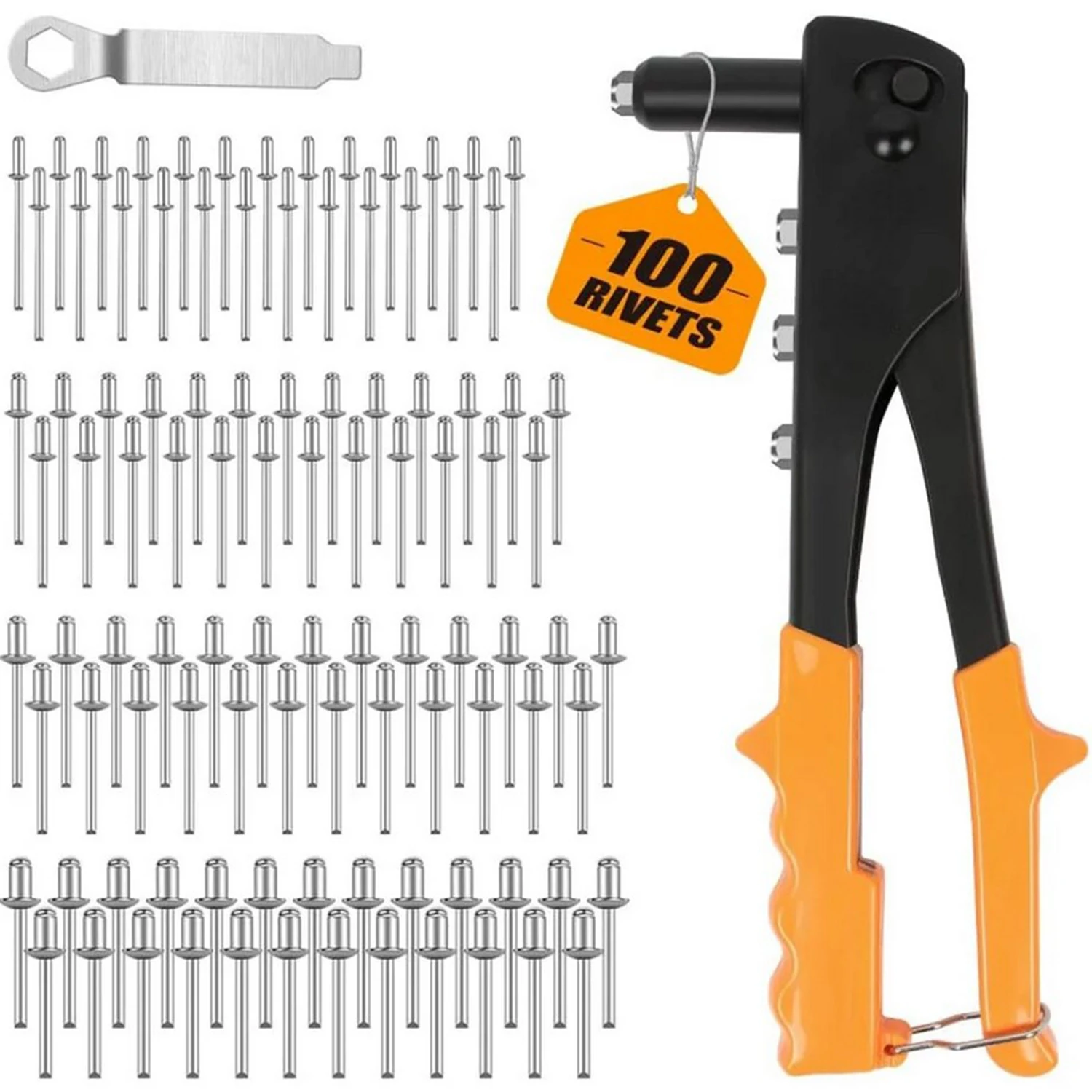 Heavy Duty Hand Riveter Rivet Gun Includes 100pcs Rivets Durable And Suitable For Metal Plastic And Leather