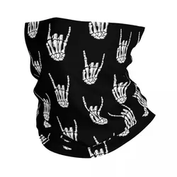 Heavy Metal Skeleton Rock Hand Bandana Neck Gaiter for Hiking Hunting Men Women Wrap Scarf Headband Warmer