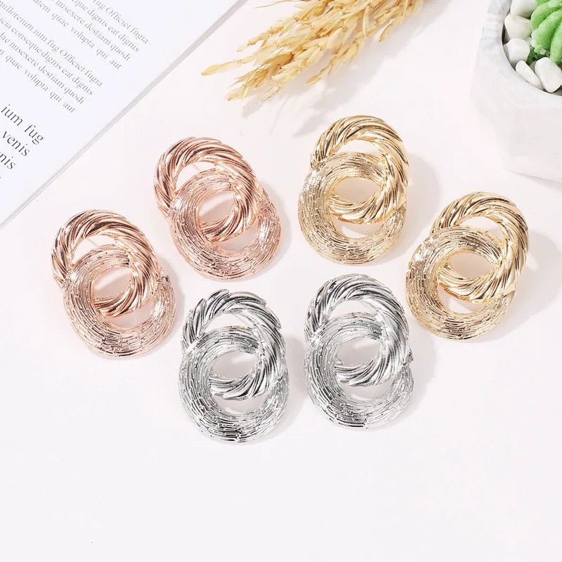 New Double Round Interwoven Earrings For Women Niche Design Advanced Sense Cool Personality Fashion Jewelry Gifts