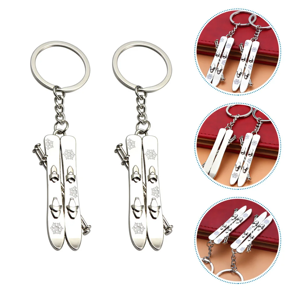 2 Pcs Snowboard Keychain High Strength Rings Fob Gifts for Skiers Delicate Decor Commemorate Man