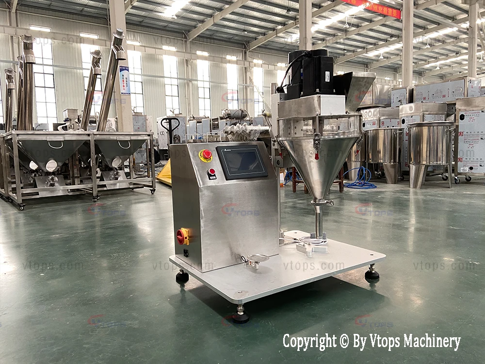 VTOPS Tabletop Cosmetics Powder Dispenser Sugar Dosing Auger Filler Dry Powder Filling Packing Machine