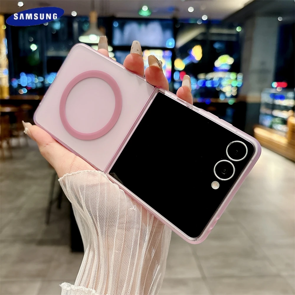 Luxury Matte Magnetic Case For Samsung Galaxy Z Flip 7 6 5 4 3  Transparent Slim For Magsafe Wireless Charging Shockproof Cover