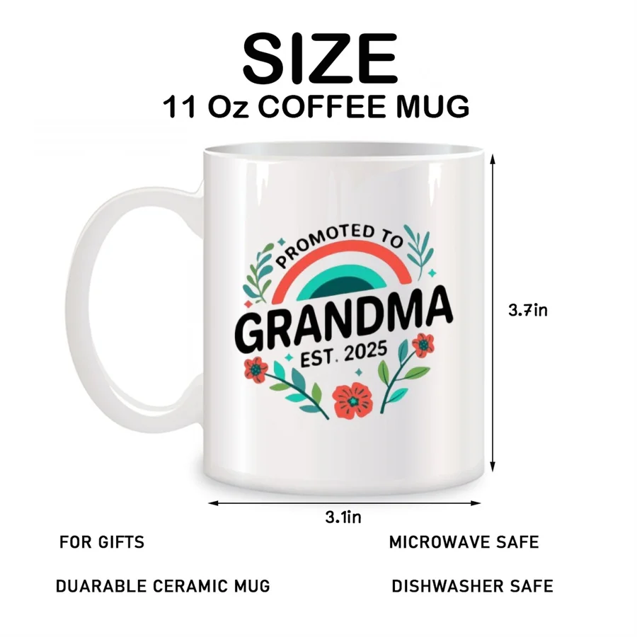 New Grandma Gifts First Time 2025 Mugs For Grandparents Grandma Birthday Novelty Coffee Ceramic Tea Cups White 11 oz