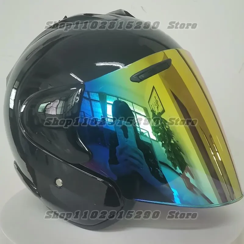 Demi-casque de moto Ram3 pour hommes et femmes, casque tout-terrain, course de descente, montagne, cross, noir brillant, été