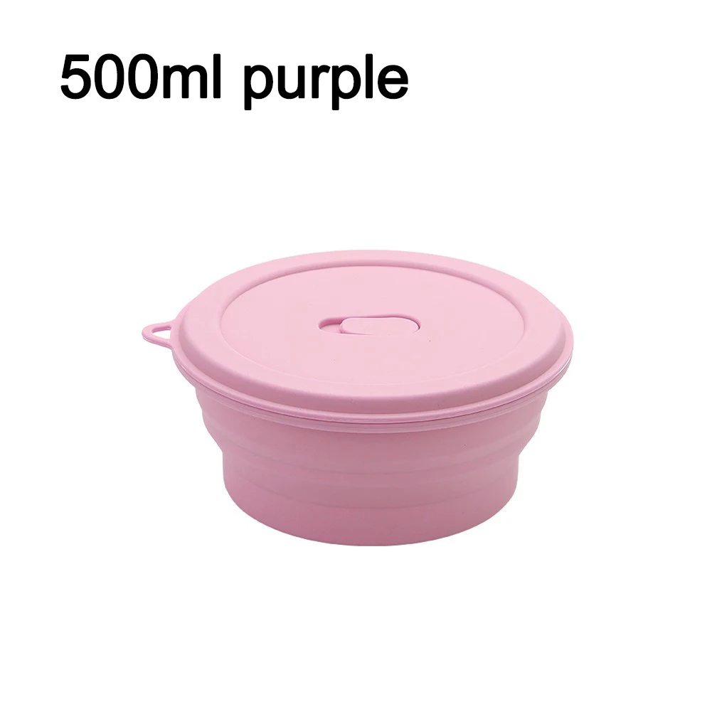 Tazones de silicona plegables con tapa, que ahorran espacio y son portátiles, ideales como vajilla para acampar, hacer senderismo, viajar, usar en la oficina o como juego de tazones para el almuerzo o la cocina.