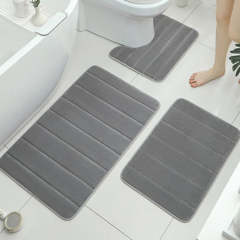 

3pc shower room absorbent small carpet, soft sponge flannel floor mat, door mat, gentle machine wash, entrance door mat
