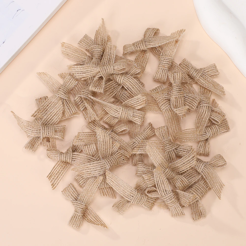 30 Pcs Brown Hemp Knots Handmade Hemp Butterflies DIY Clothing Accessories Patch 4*4CM