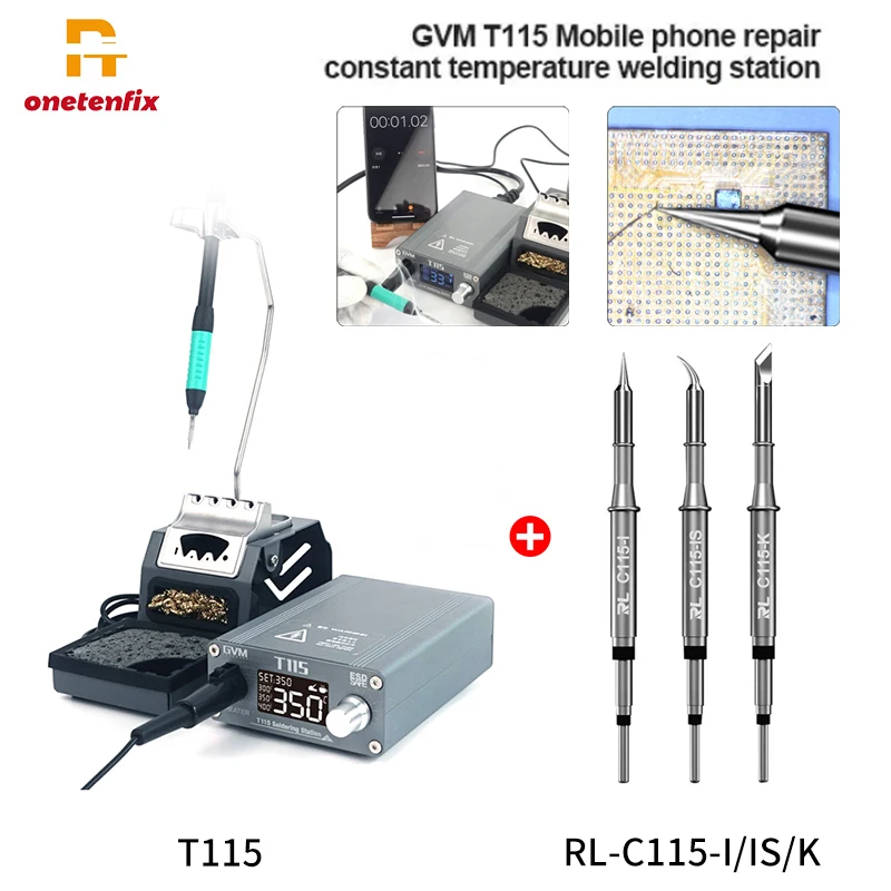 GVM T115 محطة لحام بدرجة حرارة ثابتة مع طرف C115 للنوم التلقائي تسخين سريع أدوات لحام إصلاح إلكترونية صغيرة