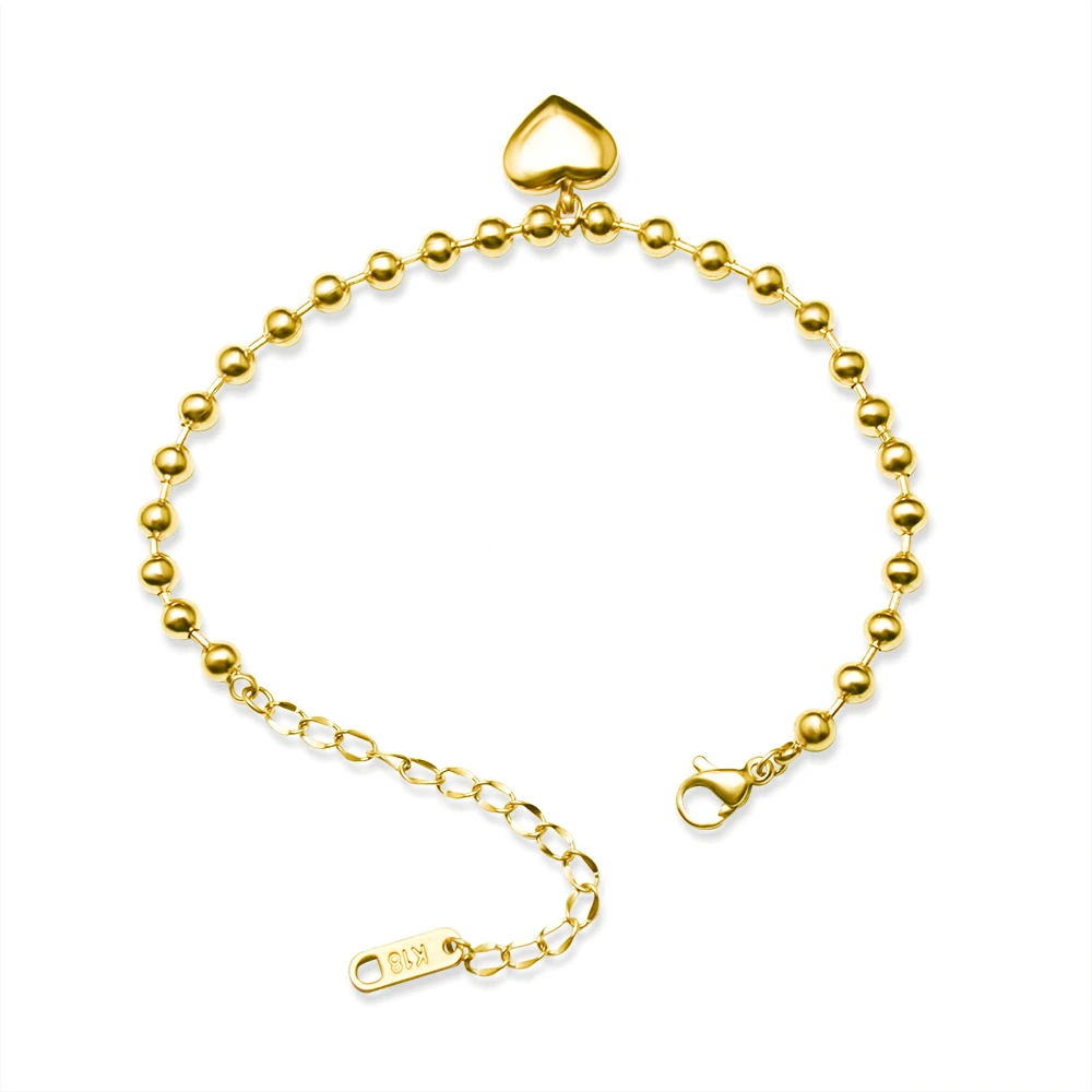 Liora Heart Ball Round Pendant Bracelets For Women Stainless Steel Gold Color Balls Chain Bracelets Fashion Waterproof Jewelry