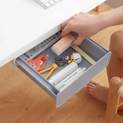 Under Drawer Box Hidden Table Under Paste Plastic Kitchen Storage Holder Desk Organizer Memo Pen Stationery Storage Box Case Big