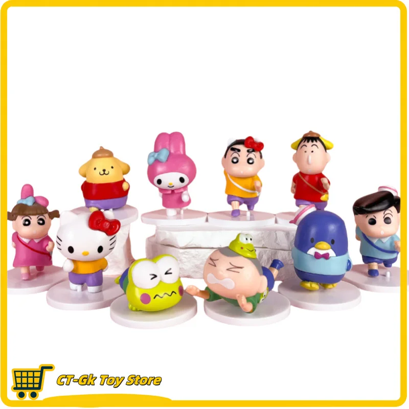 Crayon Anime Melody Boochan Kero Kero Keroppi Kitty Action Figures Cartoon Ornaments Pvc Model Desktop Decorate Toys Birthday