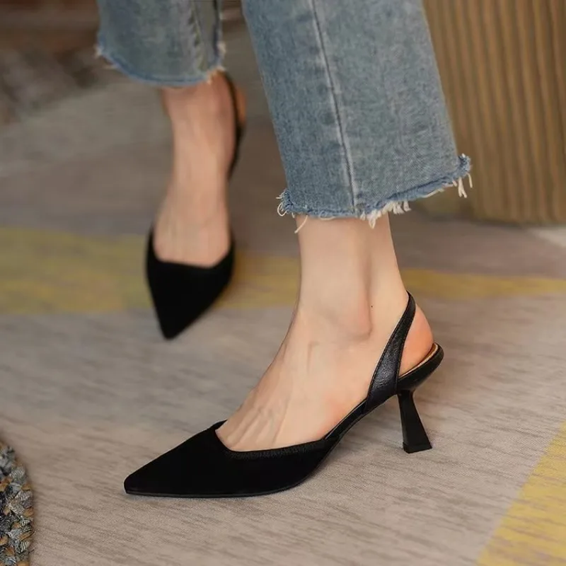 Sexy Pointed Toe Sandals Female Fairy Style Summer 2024 New All-match Thin Heel Slingback Temperament Women Shoes High Heel