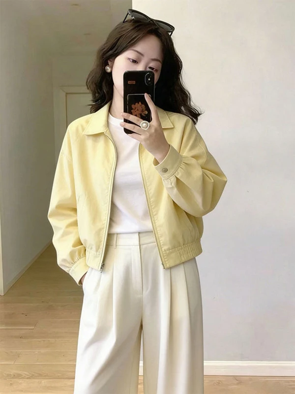 Spring 2026 New Style Casual Short Coat Women's Fashionable Unique Cute Outerwear Korean Style Standard Version Long Sleeve Z...