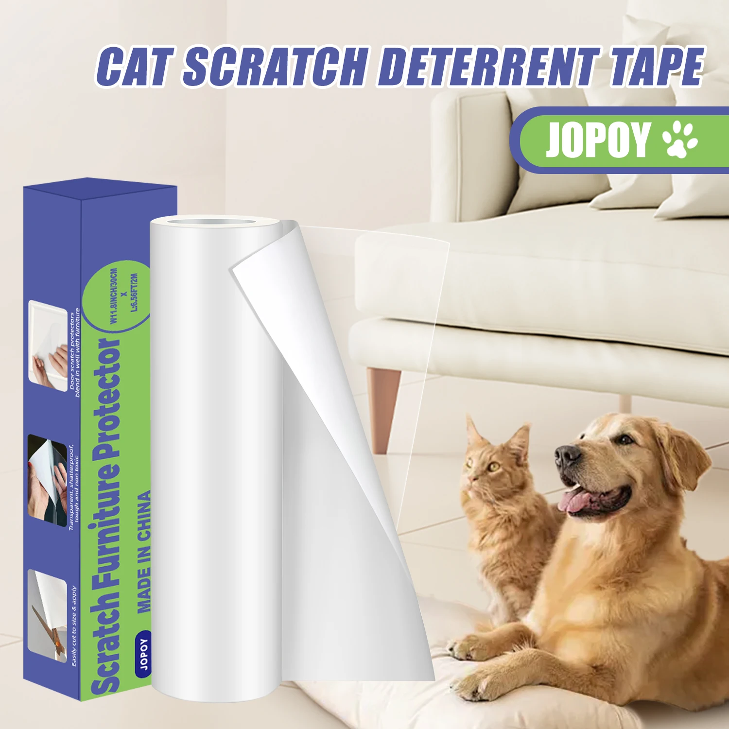 Anti Cat Scratch Furniture Protector, Single-Sided Sticky Couch Protector for Cats, Flexible Couch Corner Guard Under Cats Claw